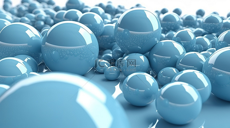 3d 数字渲染中漂浮的浅蓝色球体