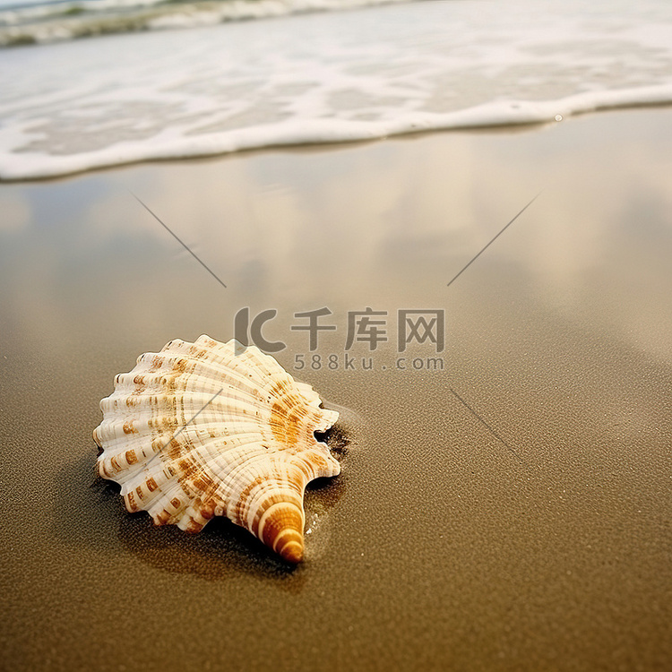 海滩海贝壳在沙子里