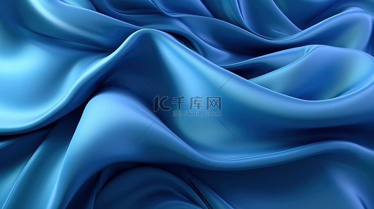 蓝色织物背景的 3d 渲染