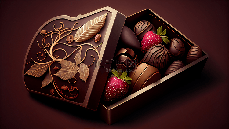 巧克力礼盒插画背景