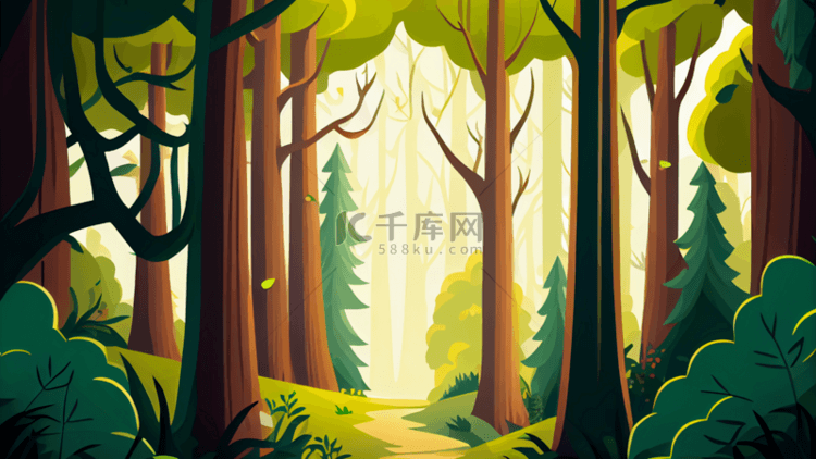 森林唯美插画背景