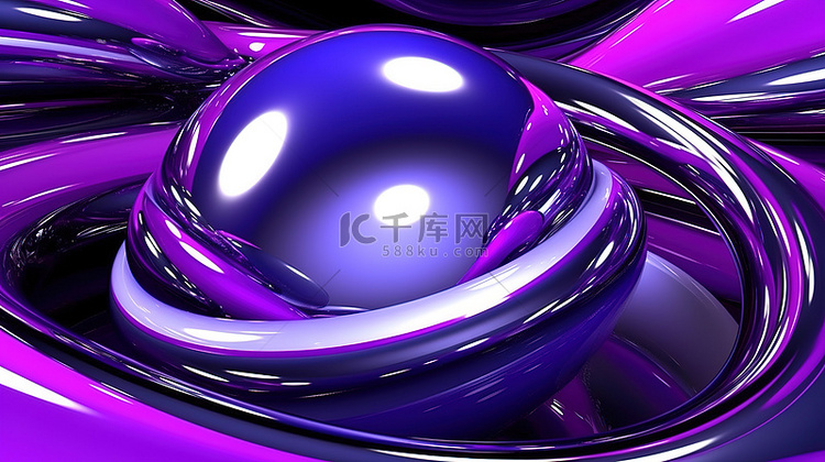 紫色抽象设计色调的 3D 艺术品