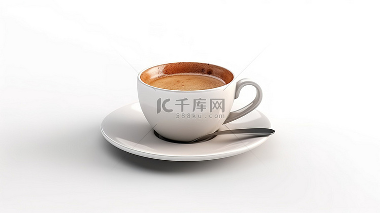 孤立的 3d 白色背景中的咖啡杯