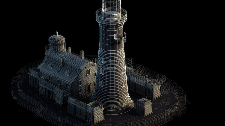 灯塔设计的黑暗 3D 可视化