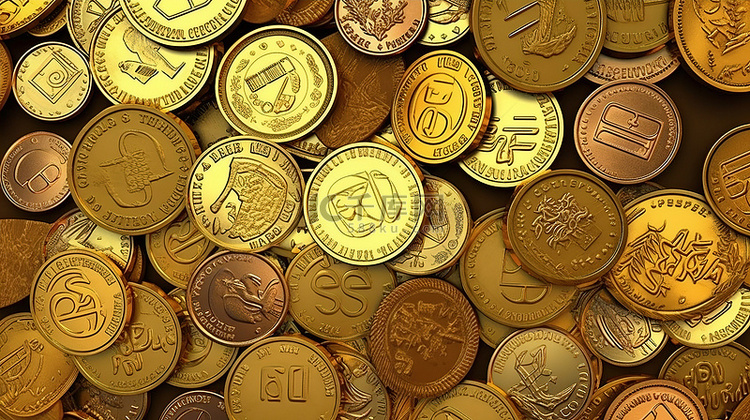 古董金币上的各种货币符号金融和