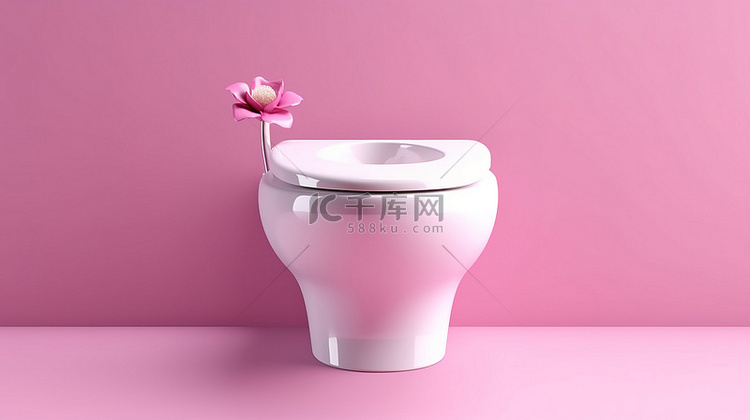 光滑的白色陶瓷马桶在粉红的粉红