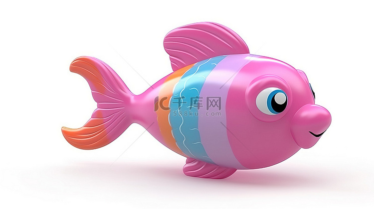 白色背景上的 3D 渲染新生鱼