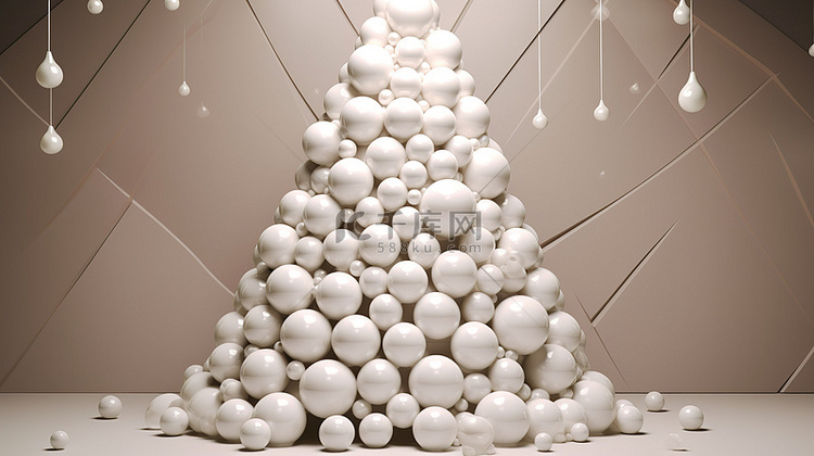 圣诞快乐树形墙背景，带有 3D