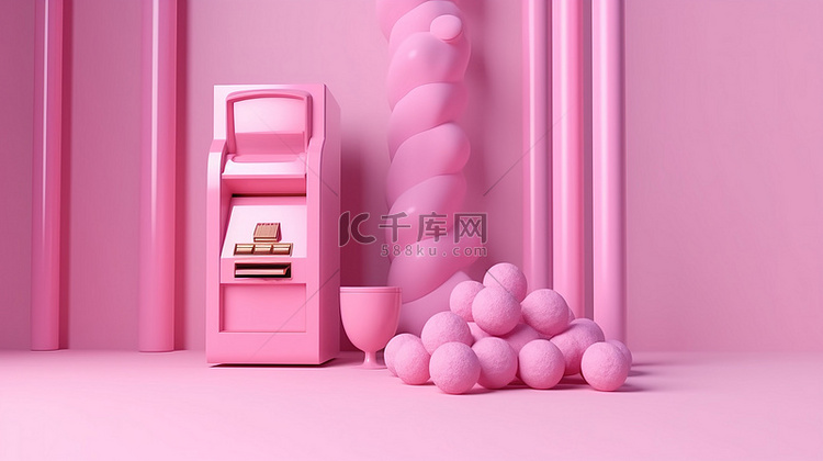 银行业务和技术 3d 粉红色 