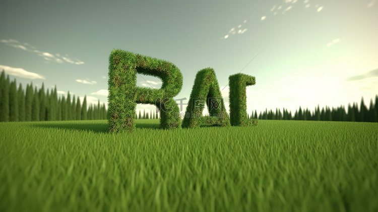 绿草 3d 渲染描绘了拯救地球