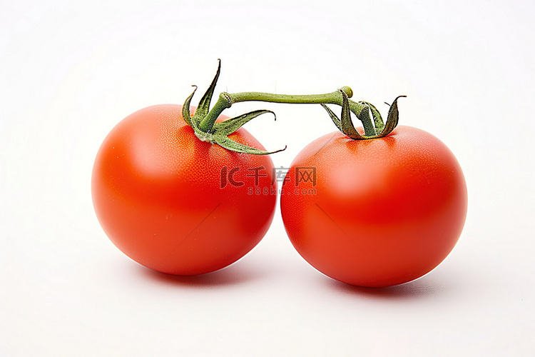 挂在白色背景上的两个西红柿