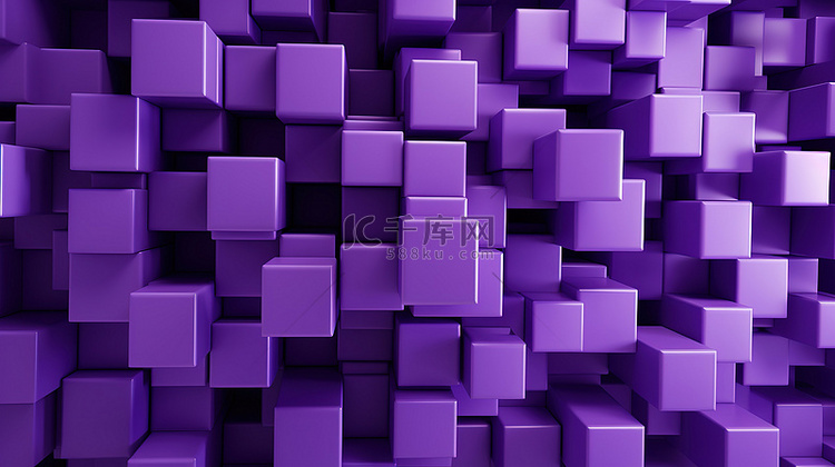 带有紫色方块 3d 图案的背景