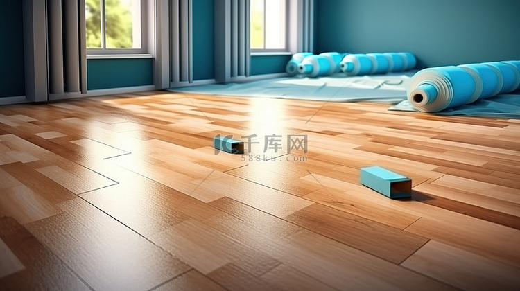 用乙烯基安装强化木地板 3D 