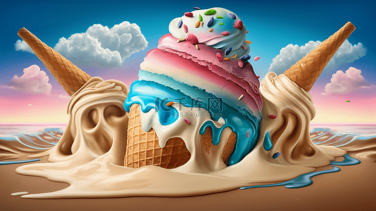 夏季冰淇淋海滩