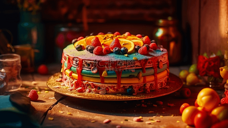 甜点彩色千层蛋糕背景