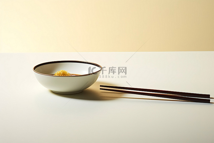 白桌上的简单亚洲晚餐，用筷子