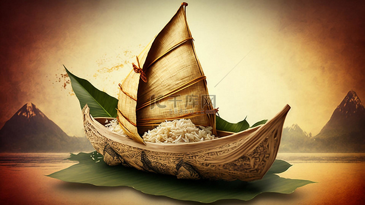 端午节粽子船只叶子
