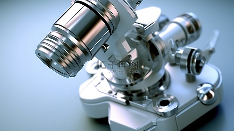 3D 渲染中医用显微镜的特写视图