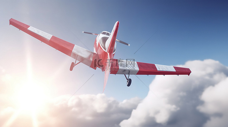 飞机和横幅翱翔在蓝天的 3D 插图