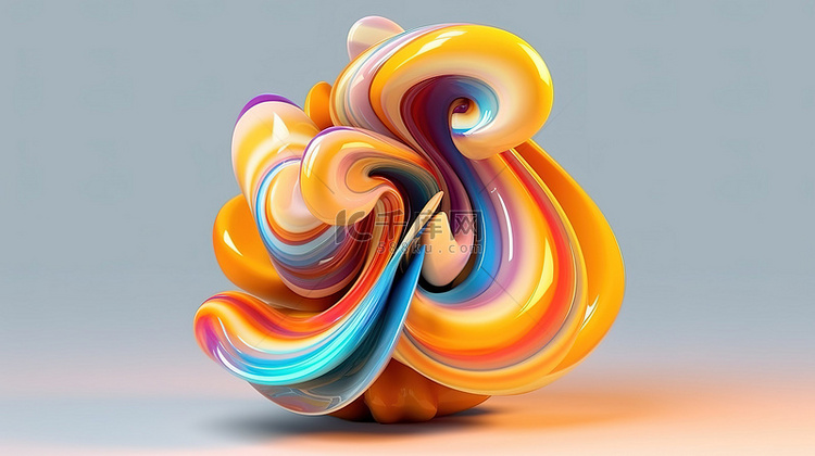 彩色艺术雕塑的 3D 插图