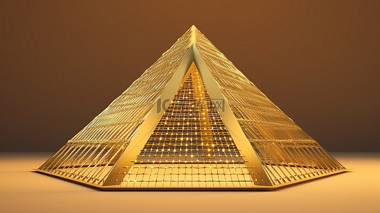 带金线框的三角形屋顶建筑的 3