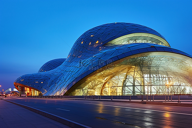 世界最大机场的中国建筑夜景