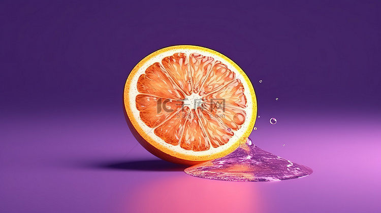 充满活力的紫色背景上孤立的橙色