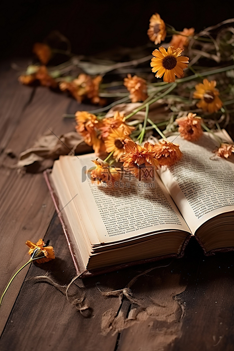 旧书与鲜花和一本书和鲜花 prspri