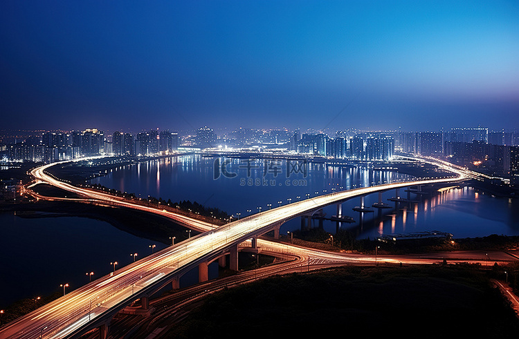 城市桥梁的夜景