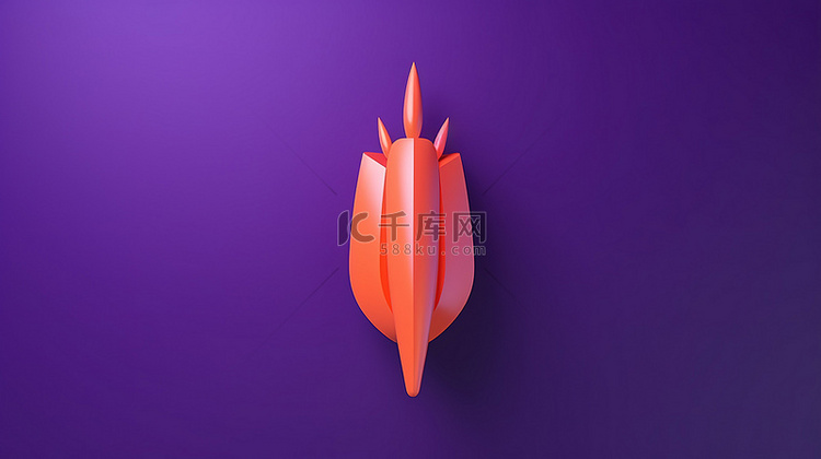 紫色背景下 3D 渲染胡萝卜标