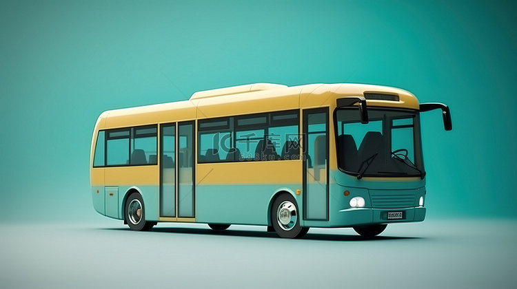 客运城市公交车模板的 3d 插图