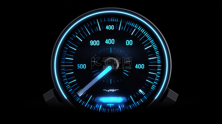 蓝色车速表图标与速度测量指针 