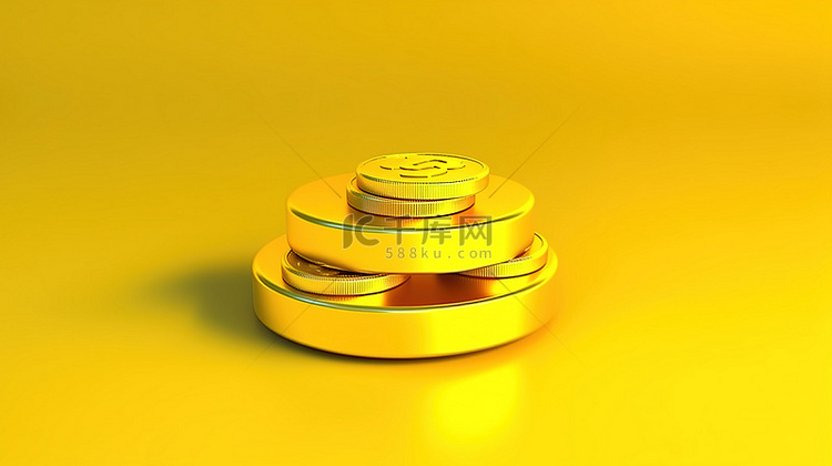硬币图标 3d 呈现黄金社交媒