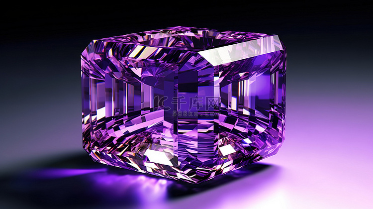 3d 渲染的 asscher 切割紫水晶宝石