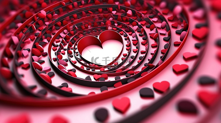 3D 渲染中的情人节概念抽象爱