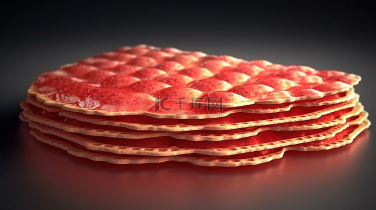 草莓脆脆脆饼的 3D 渲染