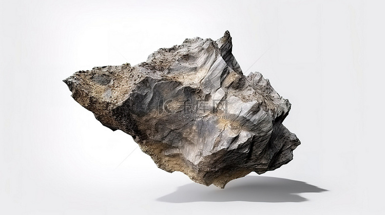 3D 渲染的真实岩石独立站立在