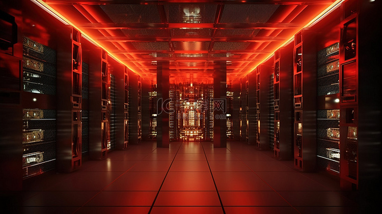 数据中心红灯照明的服务器设备的