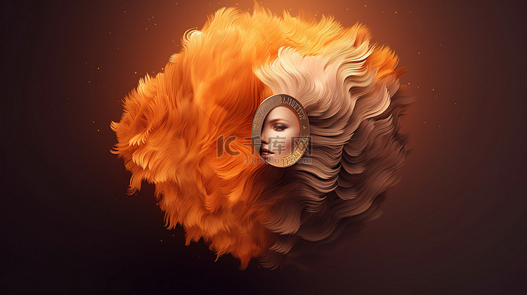 未来加密头发毛皮的抽象 3D 插图