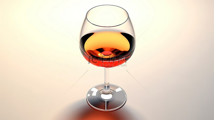 由玻璃制成的独立酒杯的 3D 插图