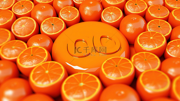 充满活力的橙色销售背景的 3D