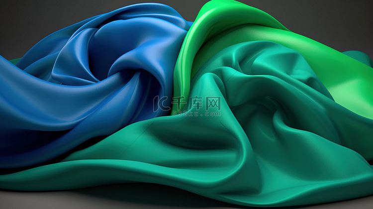 3d 渲染中的绿色和蓝色纺织品