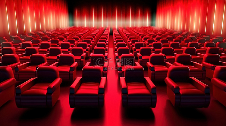 电影院空座位的 3d 渲染