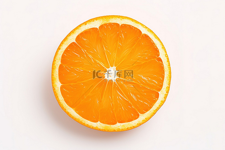 白色背景上显示一个成熟的橙子