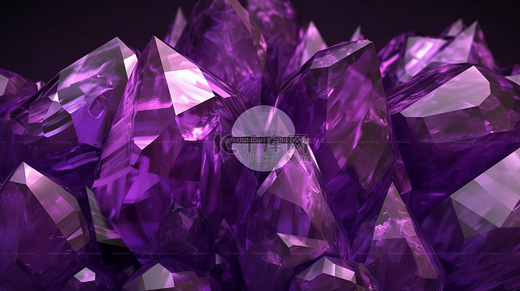 3D 渲染数字插图中抽象紫色紫
