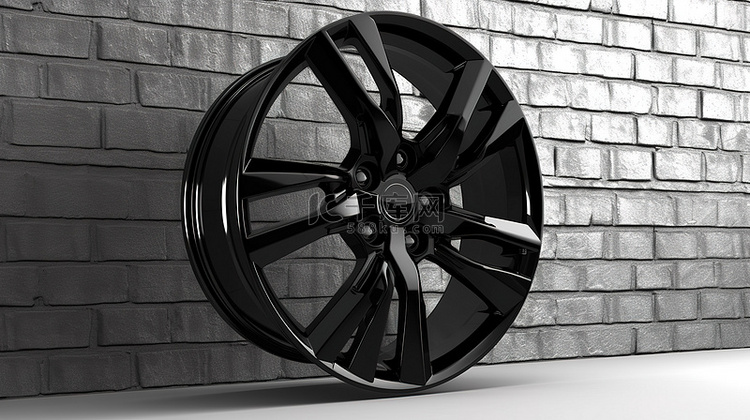 3D 渲染插图优雅的黑色轮盘，