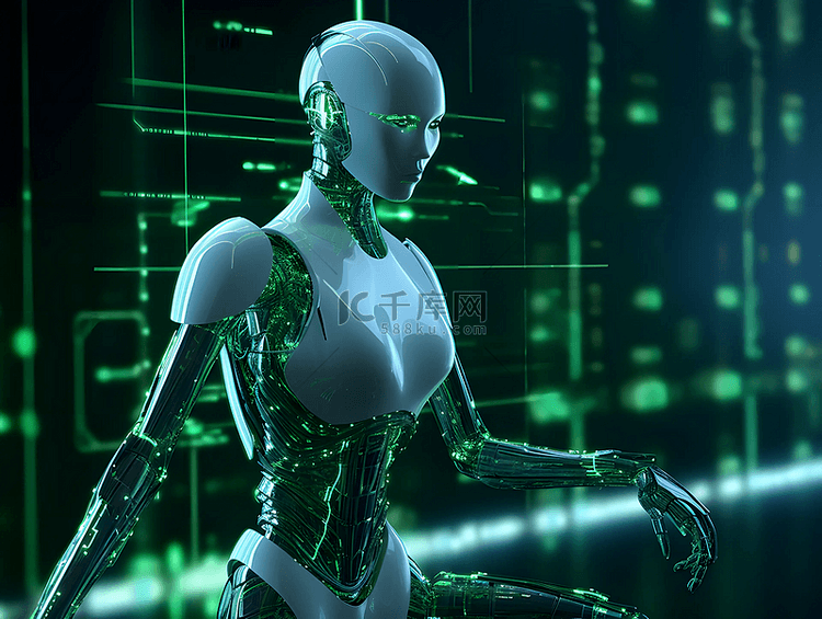 女性高科技仿生机器人大数据网络