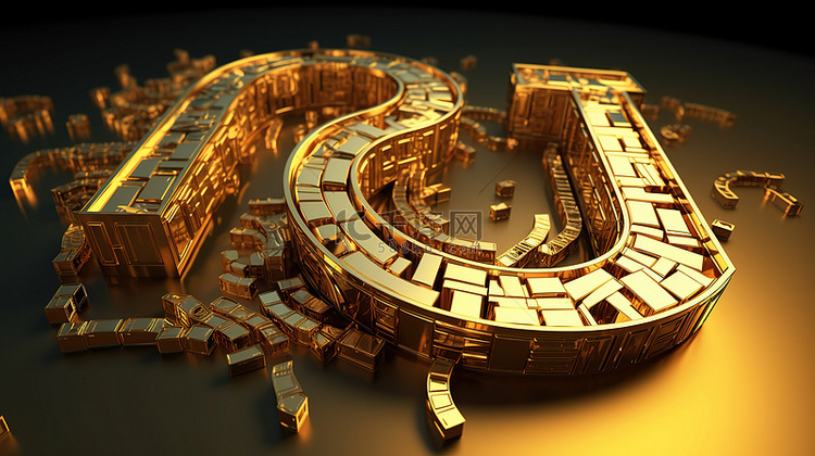 3d 渲染的金色货币图标