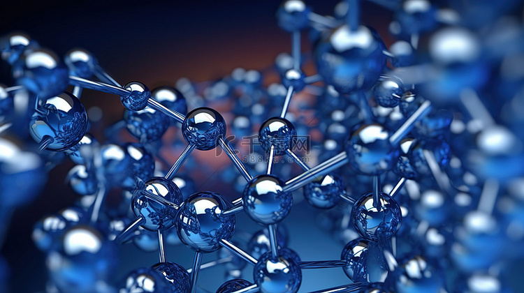 分子和巴基球形成 3D 渲染中