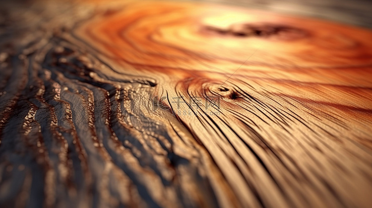 带有浓郁棕色污渍的木桌的 3D